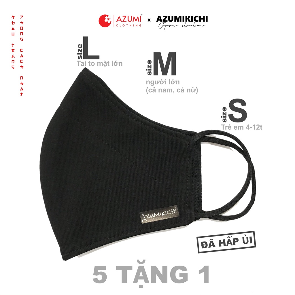 [MUA 5 TẶNG 1] Khẩu trang vải thời trang Japanese streetwear Azumikichi màu đen - KT2