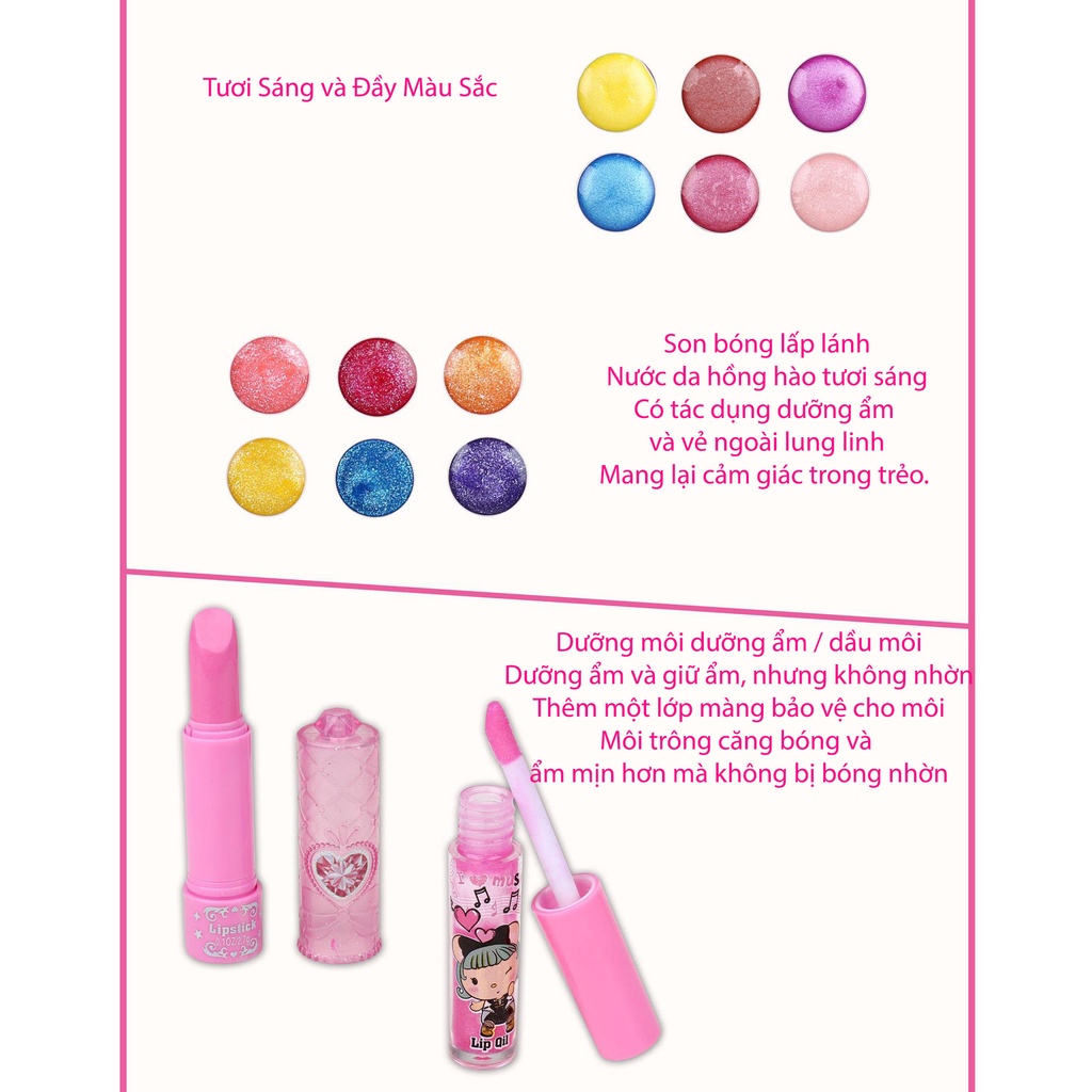 [Hàng sẳn TP.HCM] Hộp Đồ trang điểm, Đồ chơi make up, Đồ chơi trang điểm cho bé gái, xinh xắn, lấp lánh, đáng yêu