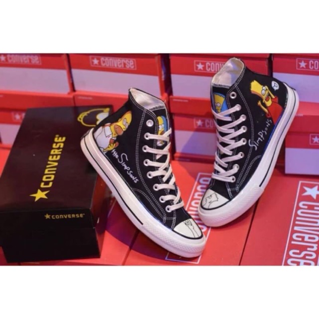 (Giảm Giá)giày CONVERSE THE SIMPSON IMPORT màu đen