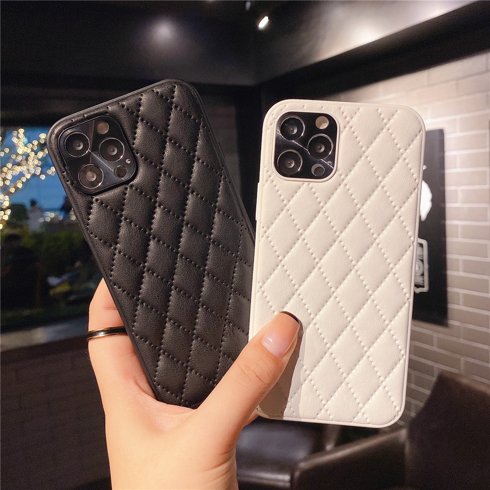 Ốp điện thoại điện thoại mềm phối kẻ ô thích hợp cho Iphone 12 11 Pro Max Xs Max Xr X