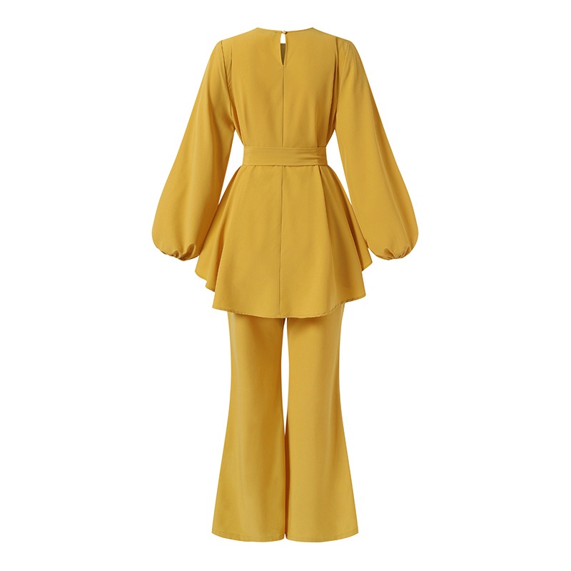 Set trang phục ZANZEA áo kiểu tay dài và quần dài ống loe thời trang dành cho nữ