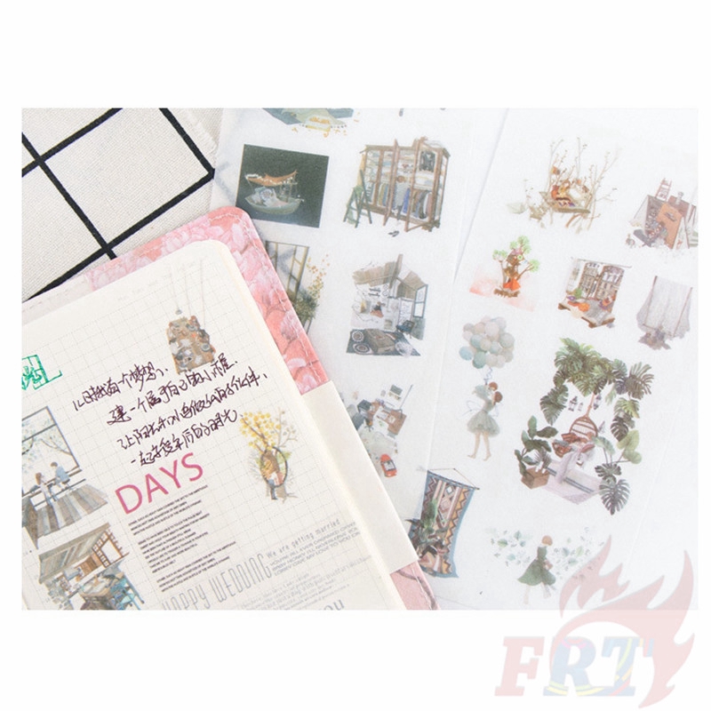 &gt; Ready Stock &lt; ❉ Family Time Giấy và decal dán tường ❉6Sheet/Set DIY Diary Scrapbooking Decals Stickers