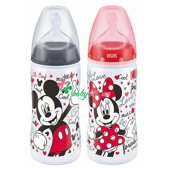 Bình Sữa Nuk Disney/Mickey/Gấu Pooh 300ml (Núm Silicone, Nhựa PP) - Made in Germany