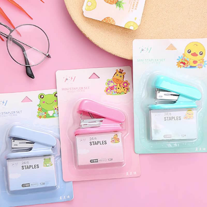 Dập ghim mini nhiều màu kèm hộp ghim dễ thương cute TY0189