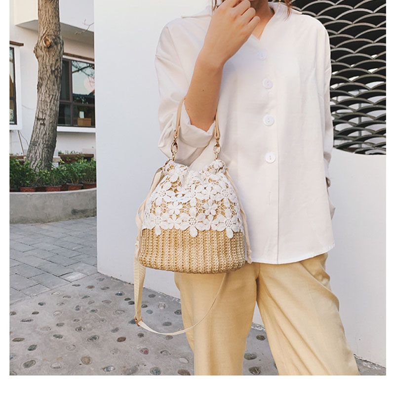 Ielgy Túi Đeo Vai Một Bên Vai Dạng Xô Đan Mây Mềm Màu Trơn Đơn Giản Cho Nữ