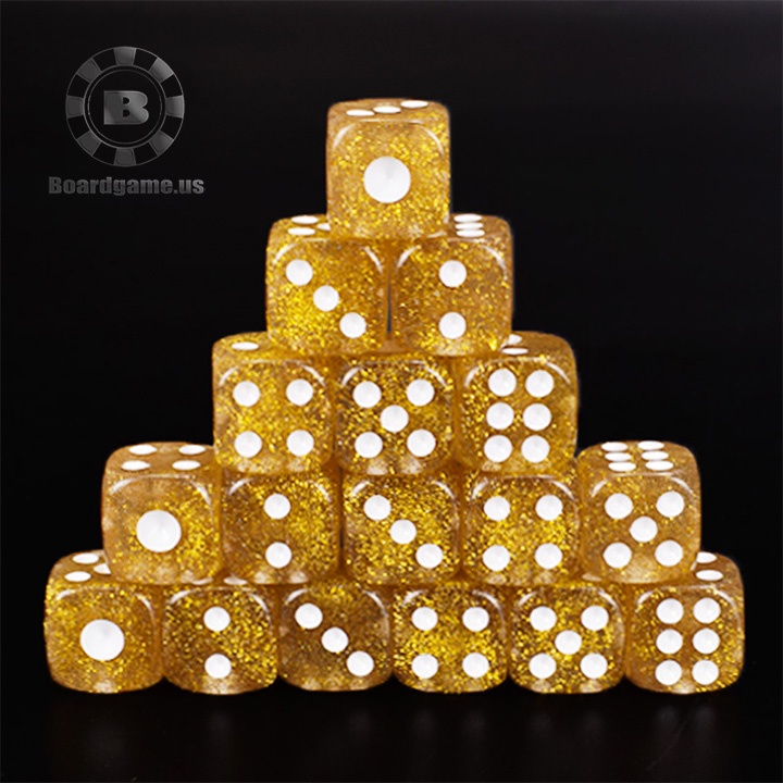 Túi 10 viên xí ngầu vàng óng ánh size 16mm sử dụng chơi game