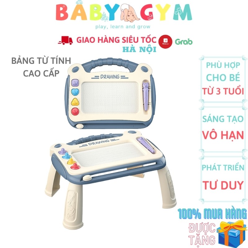 Bảng vẽ tự xóa cho bé thông minh có chân bàn, bảng từ tính tập viết, tập vẽ cho bé - BABYGYM