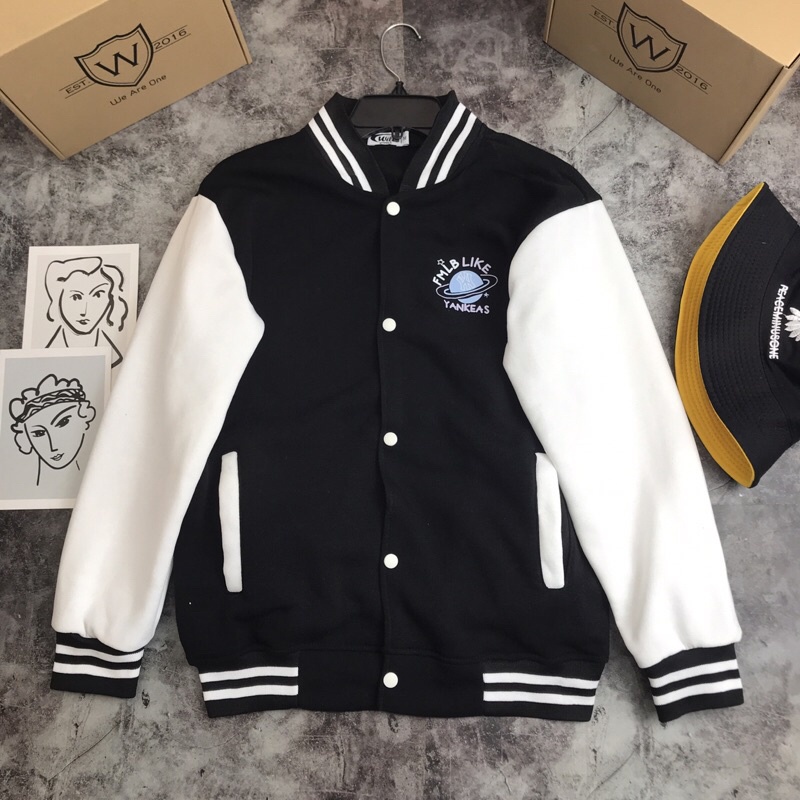 Áo Khoác nam nữ Bomber YANKEAS , Chữ A , NY Full Bill phong cách MLB Ladystore chất nỉ bông cotton cao cấp