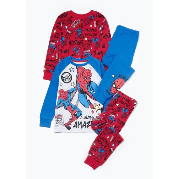 Set 2 bộ dài tay Spiderman Ne❌t đỏ xanh cho bé trai siêu đẹp, chất cotton mềm dày dặn mặc rất thích
