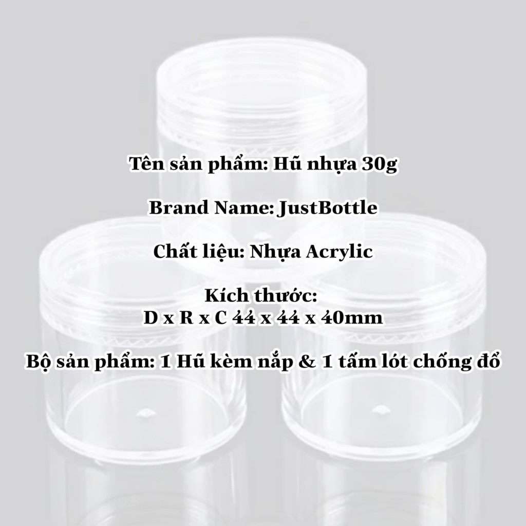 HŨ CHIẾT MỸ PHẨM nhựa tròn trong suốt nắp có lót 3G 5G 10G 20G 30G 50G 100G  HỦ CHIẾC MĨ PHẨM nhỏ mini nhập khẩu