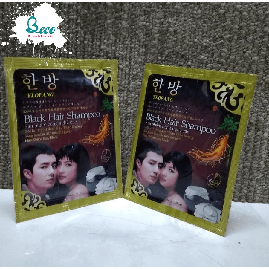 Dầu Gội Nhuộm Tóc Black Hair Shampoo Hàn Quốc trai gái dây 10 gói