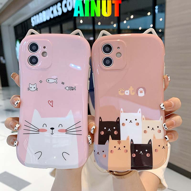 Ốp điện thoại silicon TPU mềm chống bụi hình chú mèo cho iPhone 7 8 Plus X XS XR XSMAX 11 12 13 Pro Max