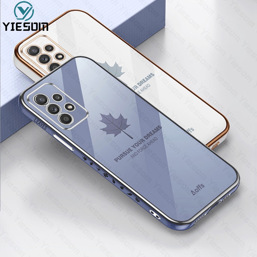 Ốp Điện Thoại Khung Vuông Mềm Chống Sốc Họa Tiết Lá Phong Sang Trọng Cho Samsung Galaxy A32 A52 A52S A72 A12 A22 4G 5G A51 A71 A31 M12 M22