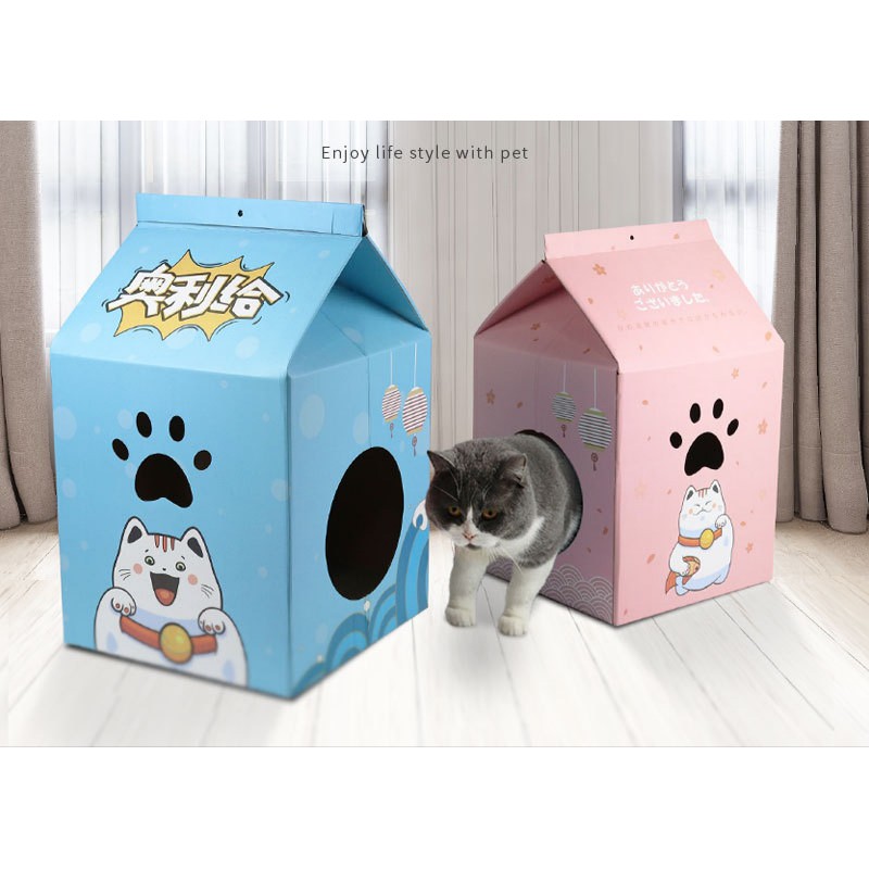 MAOZPET Nhà giấy kiêm cào móng cho mèo