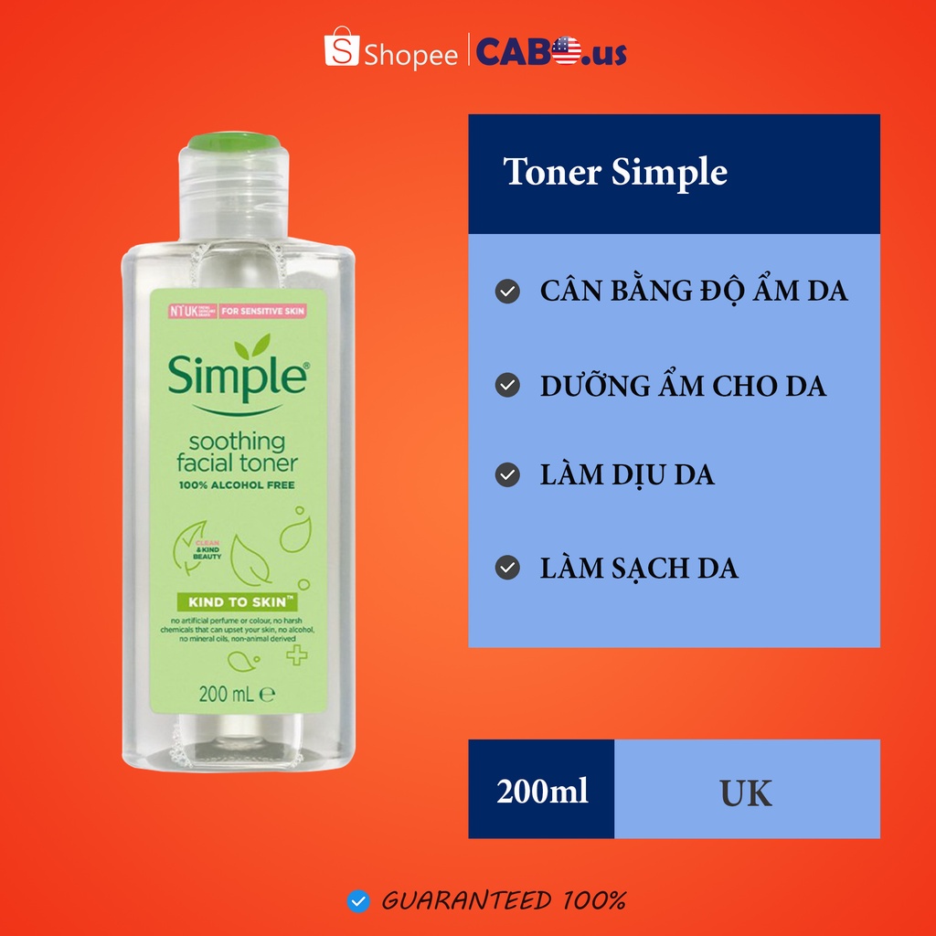 Toner Simple Kind To Skin Soothing Facial 200ml | WebRaoVat - webraovat.net.vn