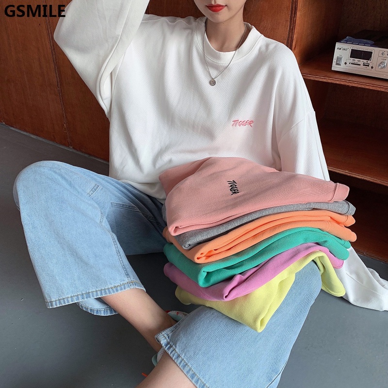 Áo Sweater Nữ Tay Dài Dáng Rộng In Chữ Phong Cách Hàn Quốc | WebRaoVat - webraovat.net.vn