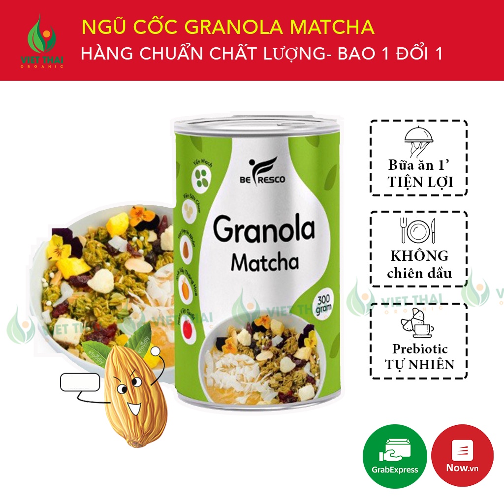 Ngũ Cốc Giảm Cân Ăn Kiêng VỊ MATCHA Kèm Hoa Quả Trái Cây Mix Sữa Chua Sấy (300G)