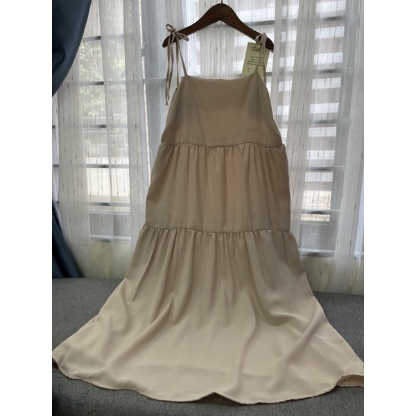 Đầm - Váy 2 Dây Đũi Hàn Buộc Vai 1 Lớp ( Đen - Be) Kèm Ảnh Thật | BigBuy360 - bigbuy360.vn