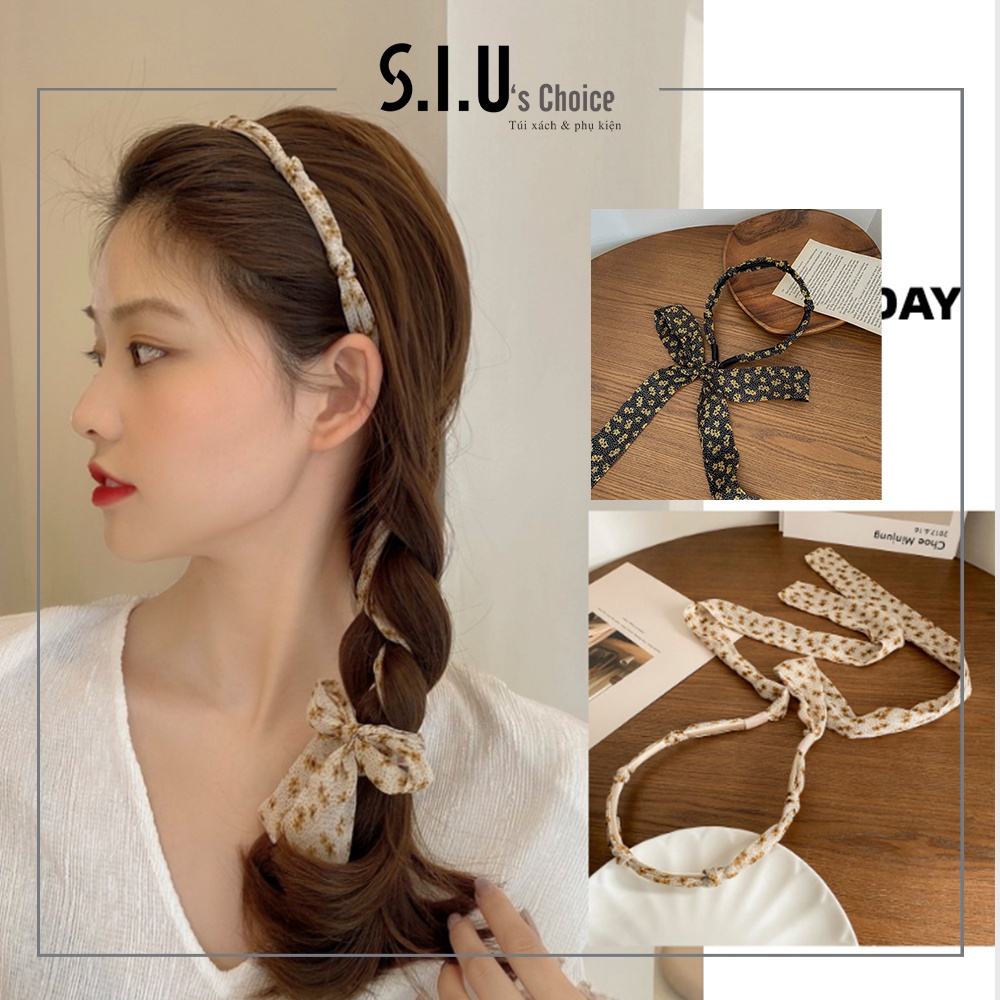 Cài tóc băng đô tiểu thư phong cách vintage buộc nơ vải Hàn Quốc Siuschoice- SIUPK27