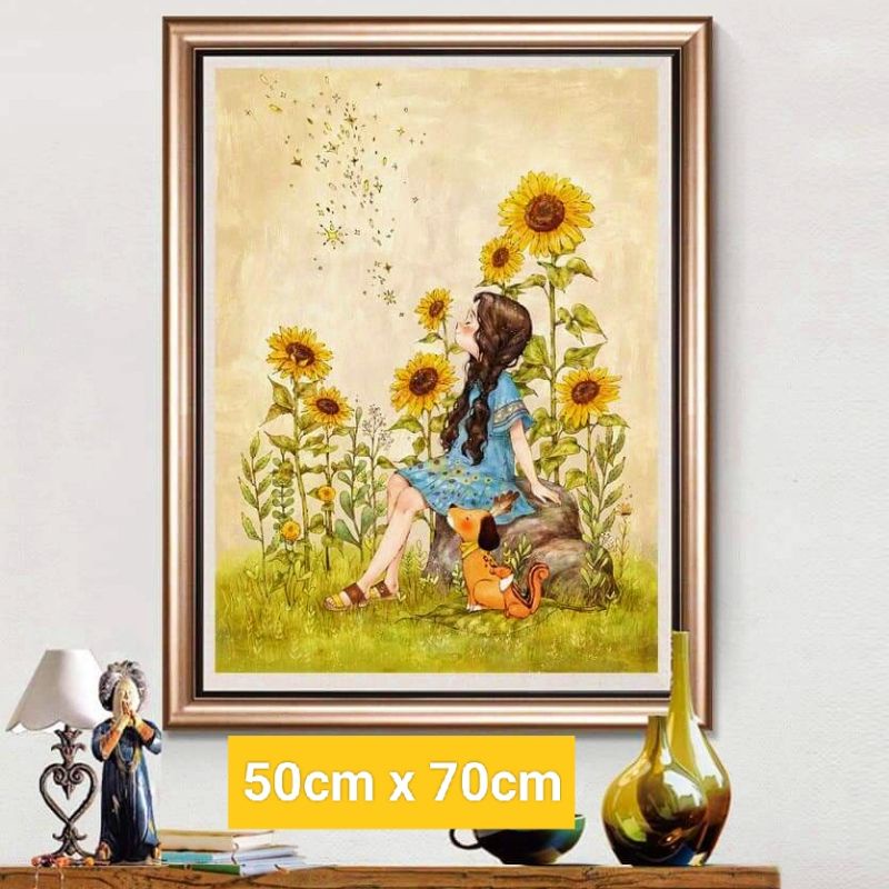 Tranh thêu chữ thập chibi. Tranh thêu cô gái chibi