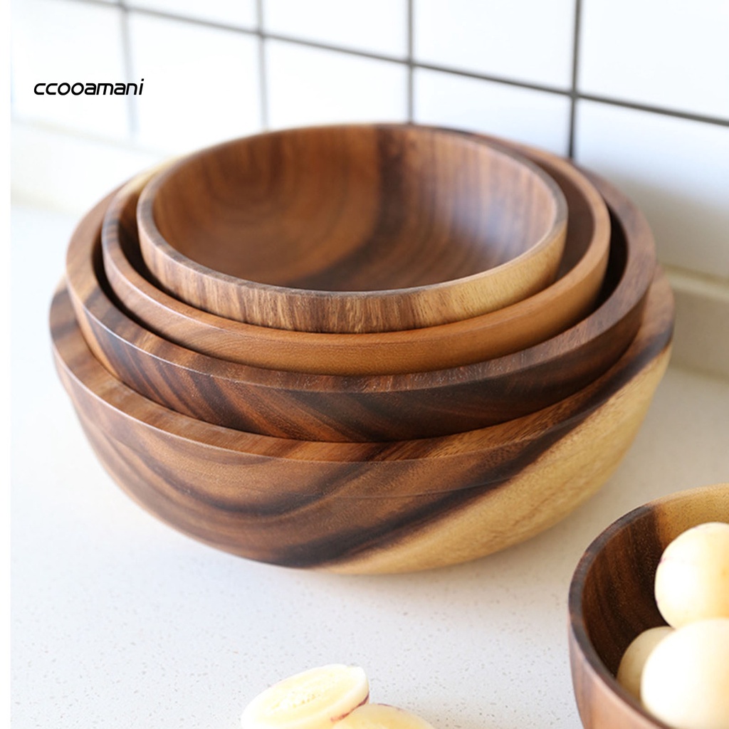 Bát tròn bằng gỗ đựng salad trái cây tiện dụng cho nhà bếp
