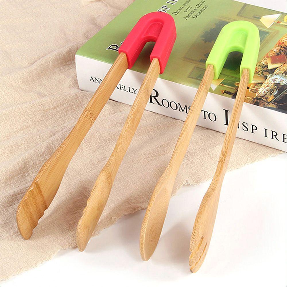 Kẹp Gắp Thức Ăn Bằng Gỗ Tay Cầm Silicone Tiện Lợi Dành Cho Nhà Bếp