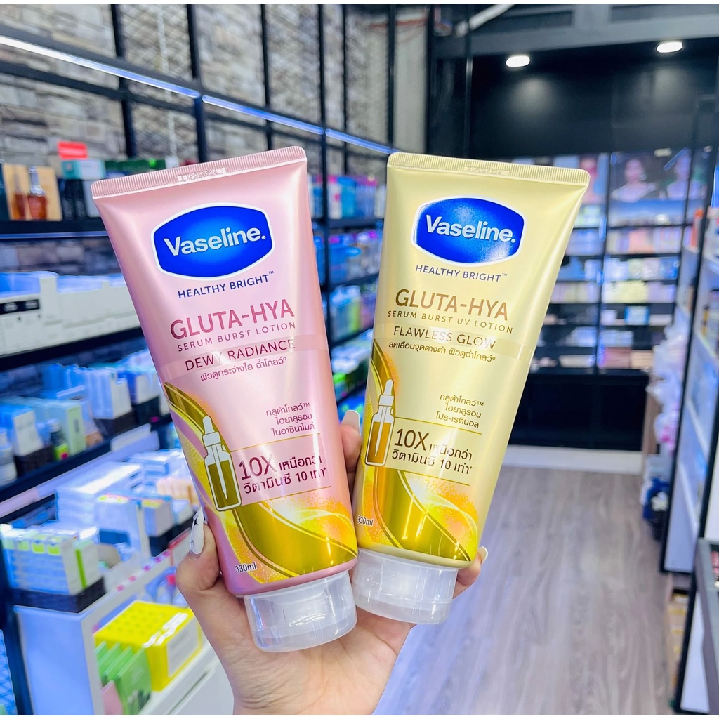 Sữa Dưỡng Thể Trắng Da  Vaseline Healthy Bright Gluta HYA Serum Burst Lotion Thái Lan 10X 330ml.