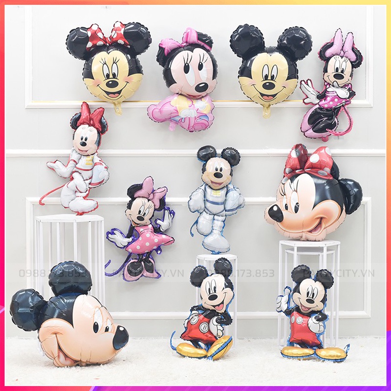 Bong bóng nhôm hình chuột Mickey Minnie trang trí bóng sinh nhật thôi nôi đầy tháng