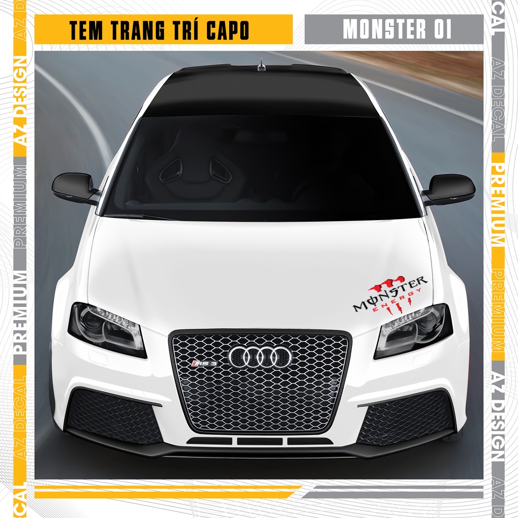 Tem Dán Capo Mẫu Monster Dán Mọi Dòng Xe Ô Tô | CP07 | Decal In Nổi Trang Trí Ô Tô Độ Bền Cao, Dễ Sử Dụng Tại Nhà