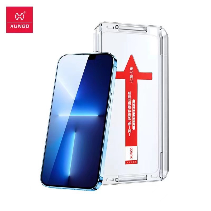 Kính cường lực chống bụi màng loa kèm khung dán tại nhà - Chính hãng Xundd cho IPhone 13 Promax / 13 Pro /13 / 12 Promax
