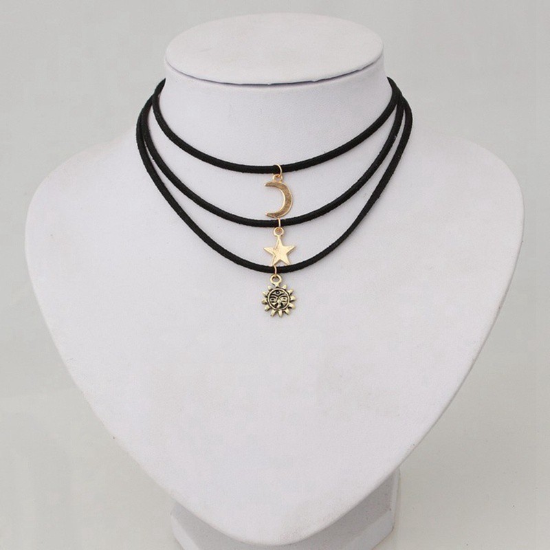 Vòng choker da lộn nhiều lớp thiết kế đơn giản dễ thương cho nữ