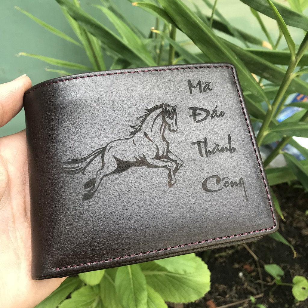 Ví Nam Da Bò Thật Khắc Chữ Khắc Hình Ảnh Theo Yêu Cầu️ Khắc Bằng Tia LASER  Bảo Hành 12 Tháng