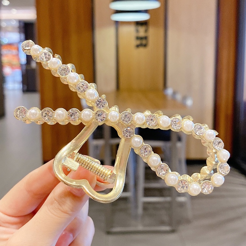 Kẹp tóc kim loại đính ngọc trai giả 2021 kiểu Hàn Quốc thanh lịch