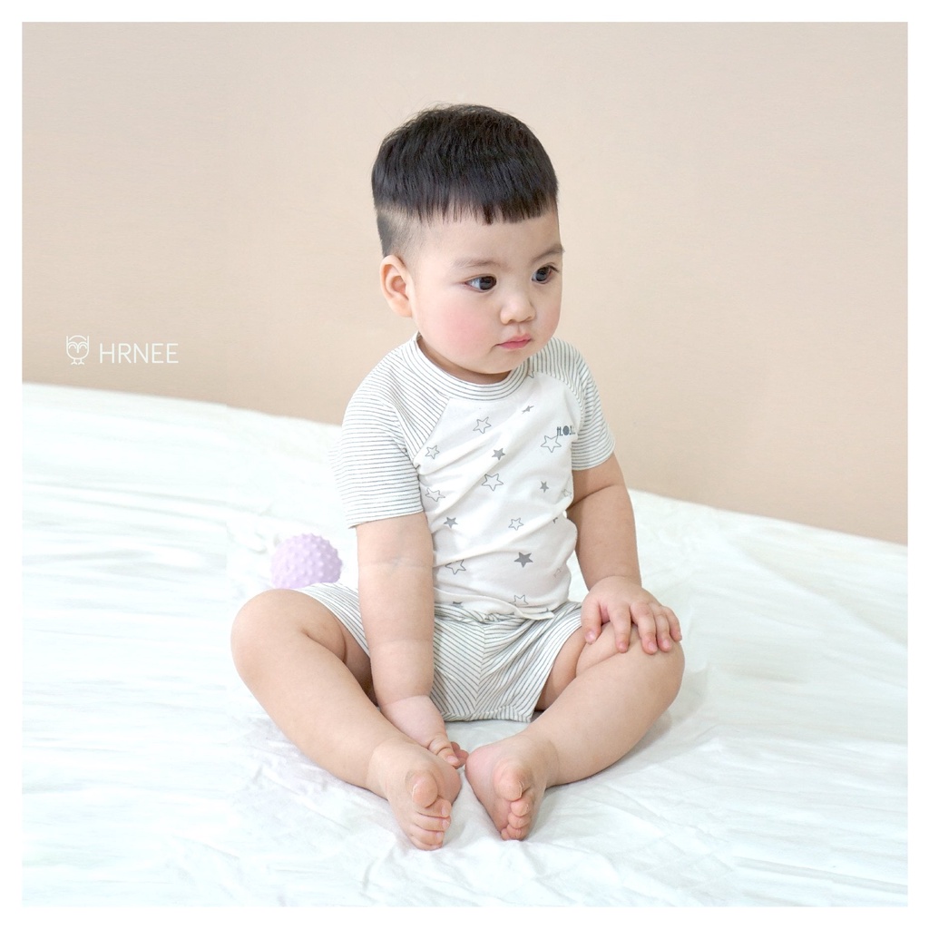 Bộ cộc tay chú voi con Hrnee dành cho bé trai bé gái chính hãng