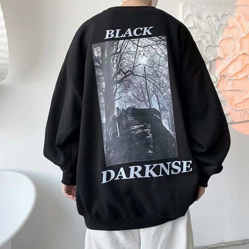 Áo Nỉ Sweater BLACK DARKNSE, Áo Nỉ Cổ Tròn Siêu Hot, From Unisex Tay Bồng Siêu Hot ( Ảnh Thật 100%)