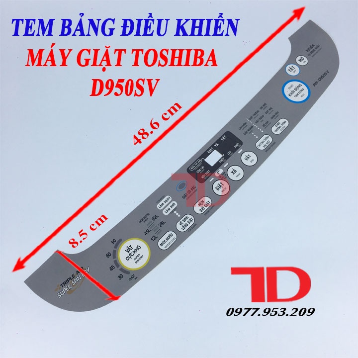 Tem bảng điều khiển Máy Giặt TOSHIBA DC1300 và DC1000, Tem mặt phím TOSHIBA DC1300 và DC1000