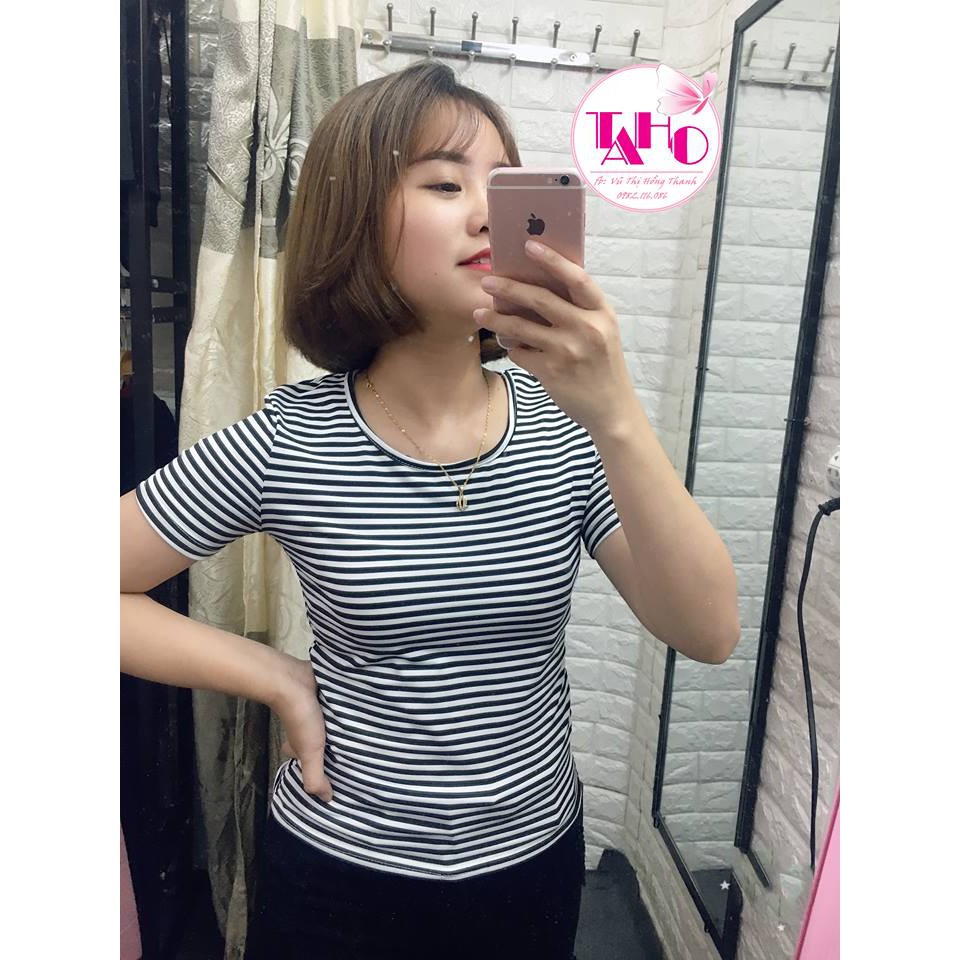 ÁO THUN SỌC NGANG ĐEN TRẮNG (ảnh thật chụp tại shop)