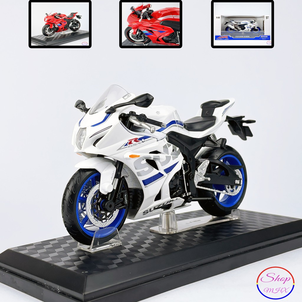 Xe mô hình mô tô Suzuki GSX R1000 TẶNG KÈM BIỂN SỐ tỉ lệ 1:12 hãng MSZ