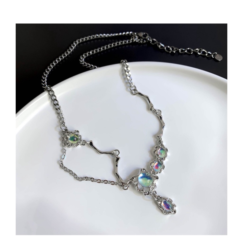 Vòng cổ Đính Đá Mặt Trăng Hình Giọt Nước Thời Trang Phong Cách Hàn Quốc