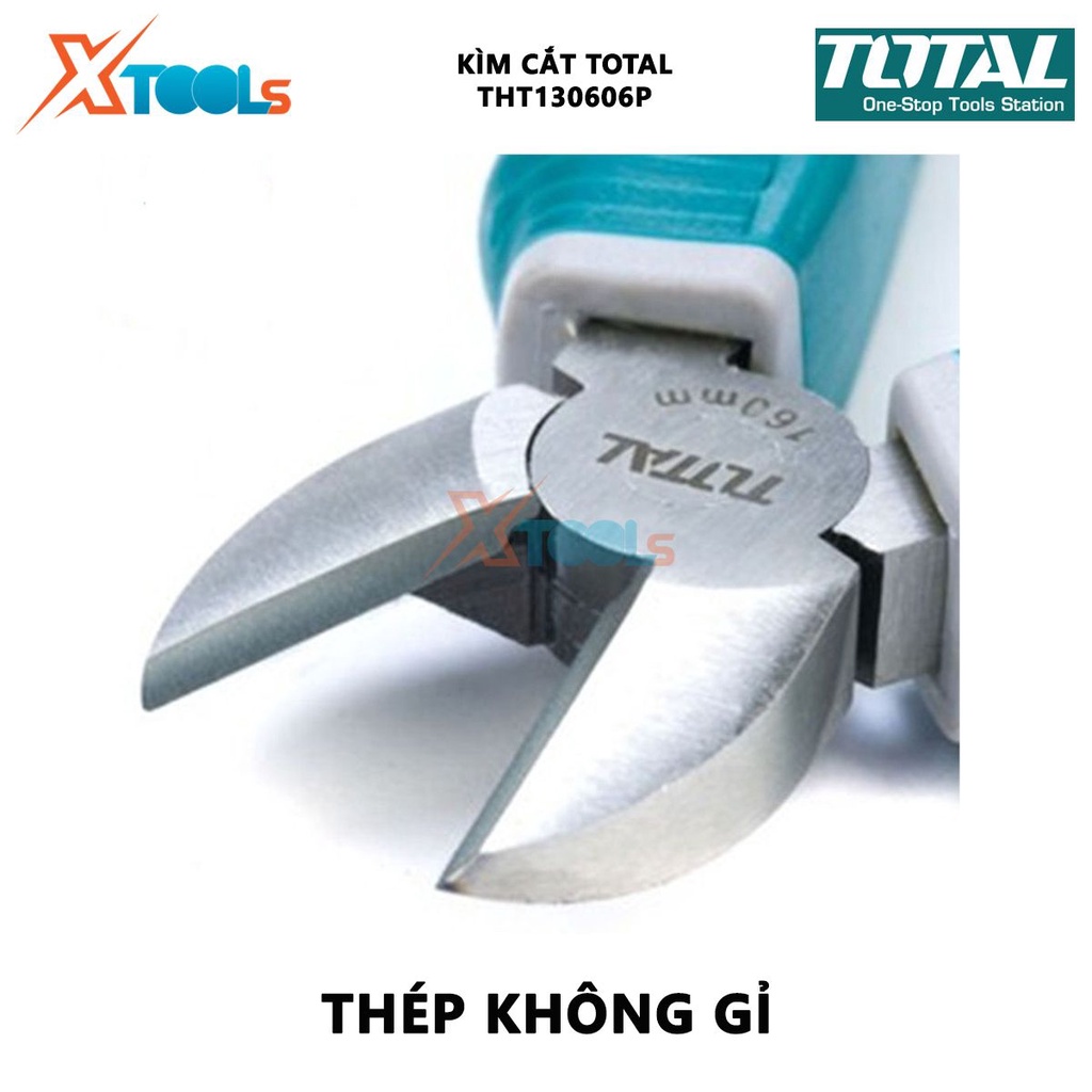 Kìm cắt dây điện TOTAL THT130606P Kìm tuốt dây điện Kích cỡ 6&quot;/160mm thép CR-V, tay cầm cách điện,bọc cao su chống trơn