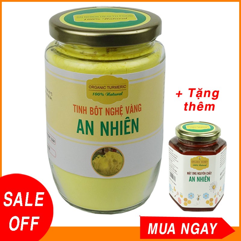 Tinh Bột Nghệ Vàng Nguyên Chất An Nhiên - Hũ 200G [ KM 50% + TẶNG 1 HŨ MẬT ONG 180ML TRỊ GIÁ 80K]