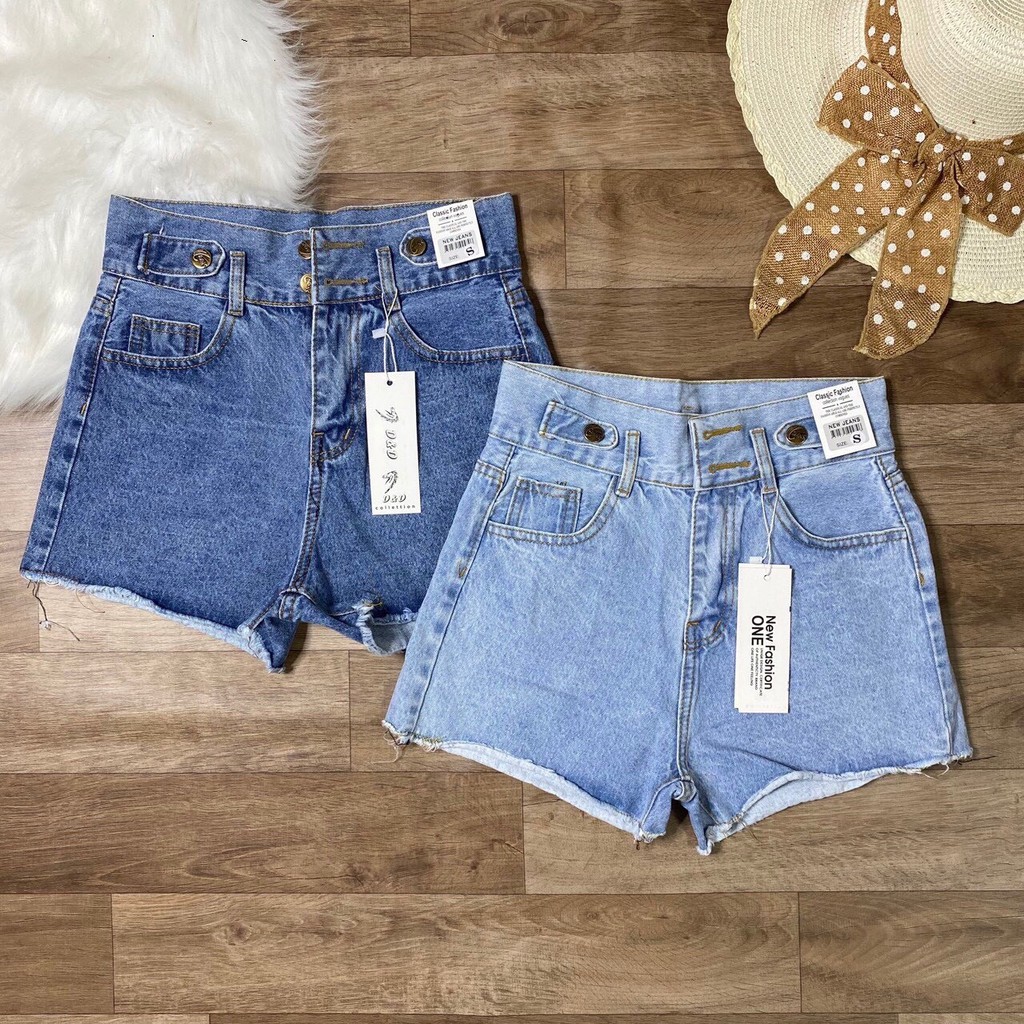 Quần short nữ lưng cao King168, cạp cao, co dãn nhẹ, chất jean cotton xịn xò mẫu vq36