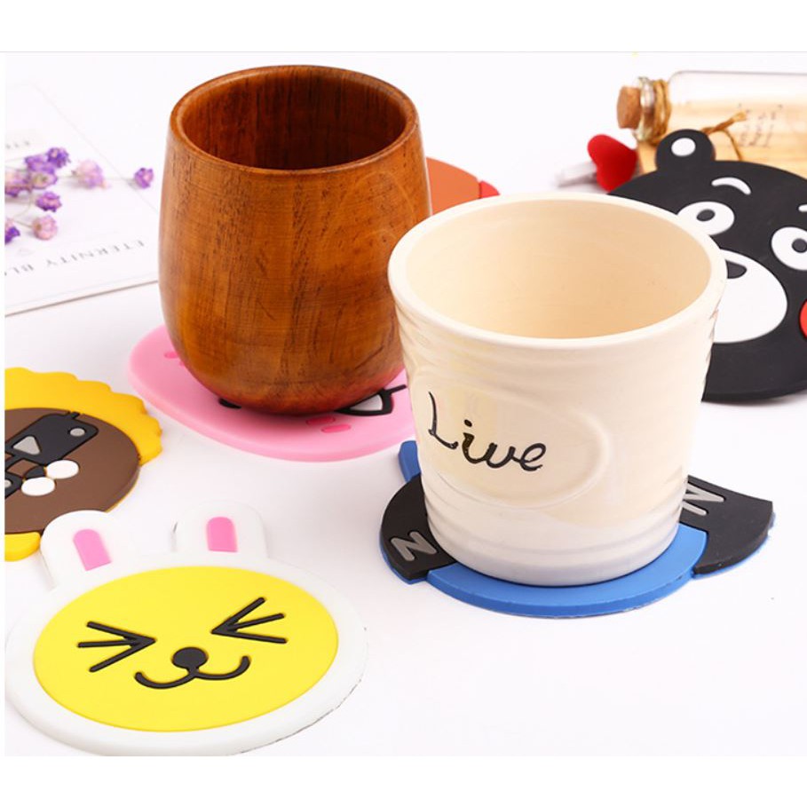 Miếng lót ly silicon Kakao friends, Gudetama, ELF