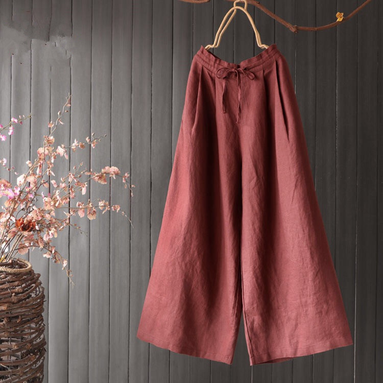 Quần Short Cotton Linen Ống Rộng Trơn Màu Thời Trang Dành Cho Nữ 2021