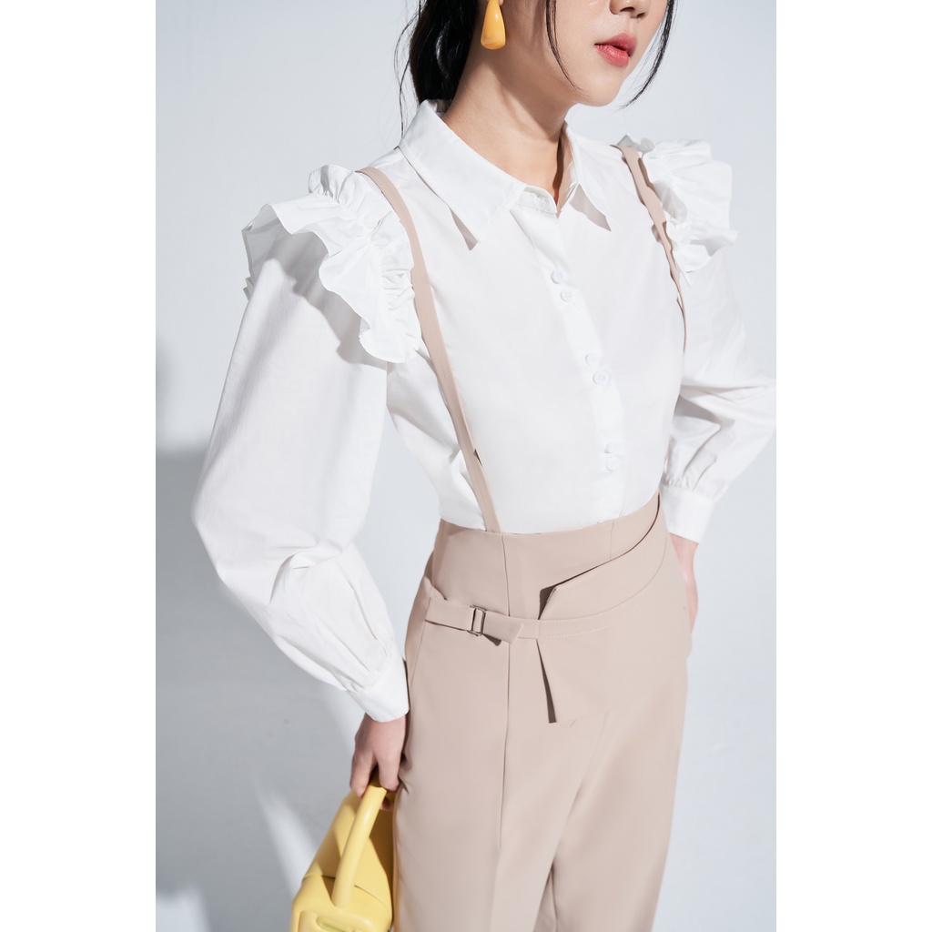Áo sơ mi trắng nữ tay dài vai bèo LADY ME by Eva de Eva 21ASMO014T