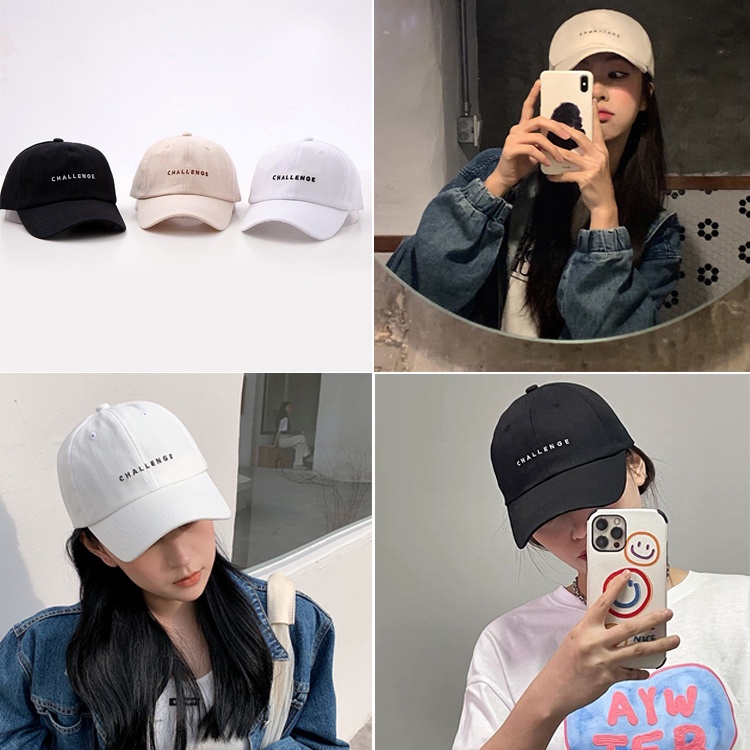 Mũ nón lưỡi trai thêu chữ Challenge unisex nam nữ Hàn Quốc đẹp rẻ - Nón kết