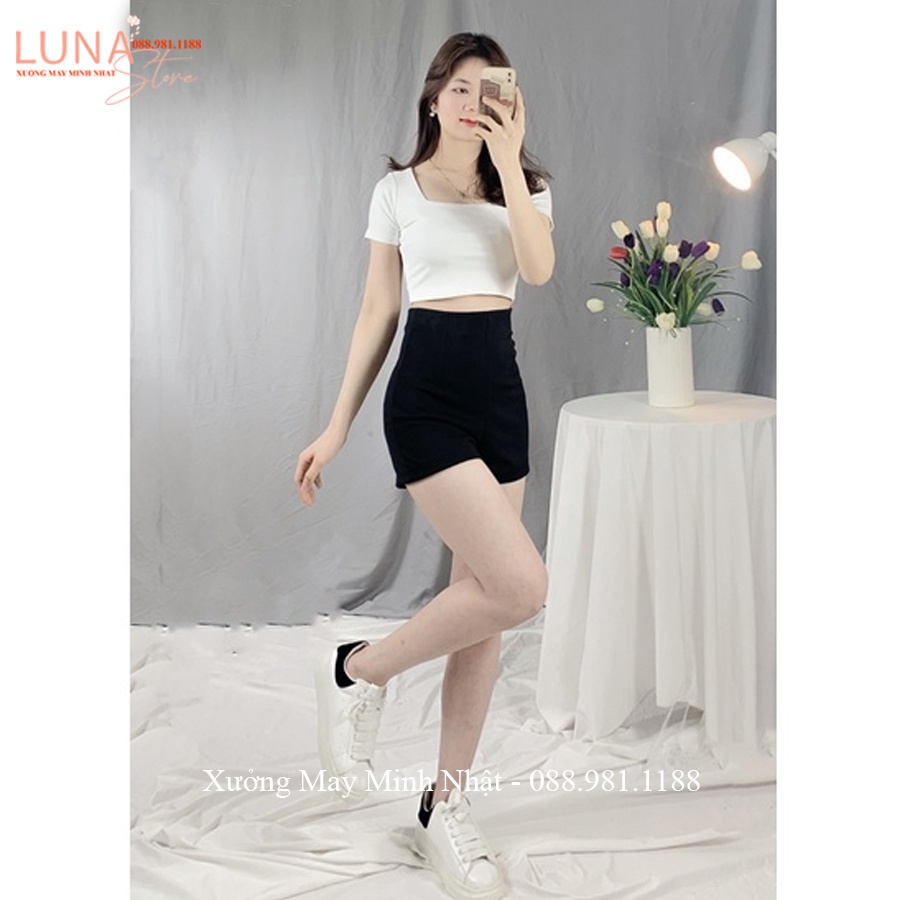 Quần short dance nữ lưng cao cạp liền khóa sau vải Umi co giãn - Quần đùi nữ ôm eo mông tập nhảy yoga gym múa tôn dáng