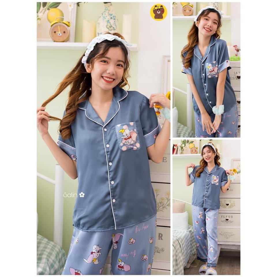 Đồ Bộ Pijama Satin Phối HỌA TIẾT 3D (TNQD&lt;60KG)