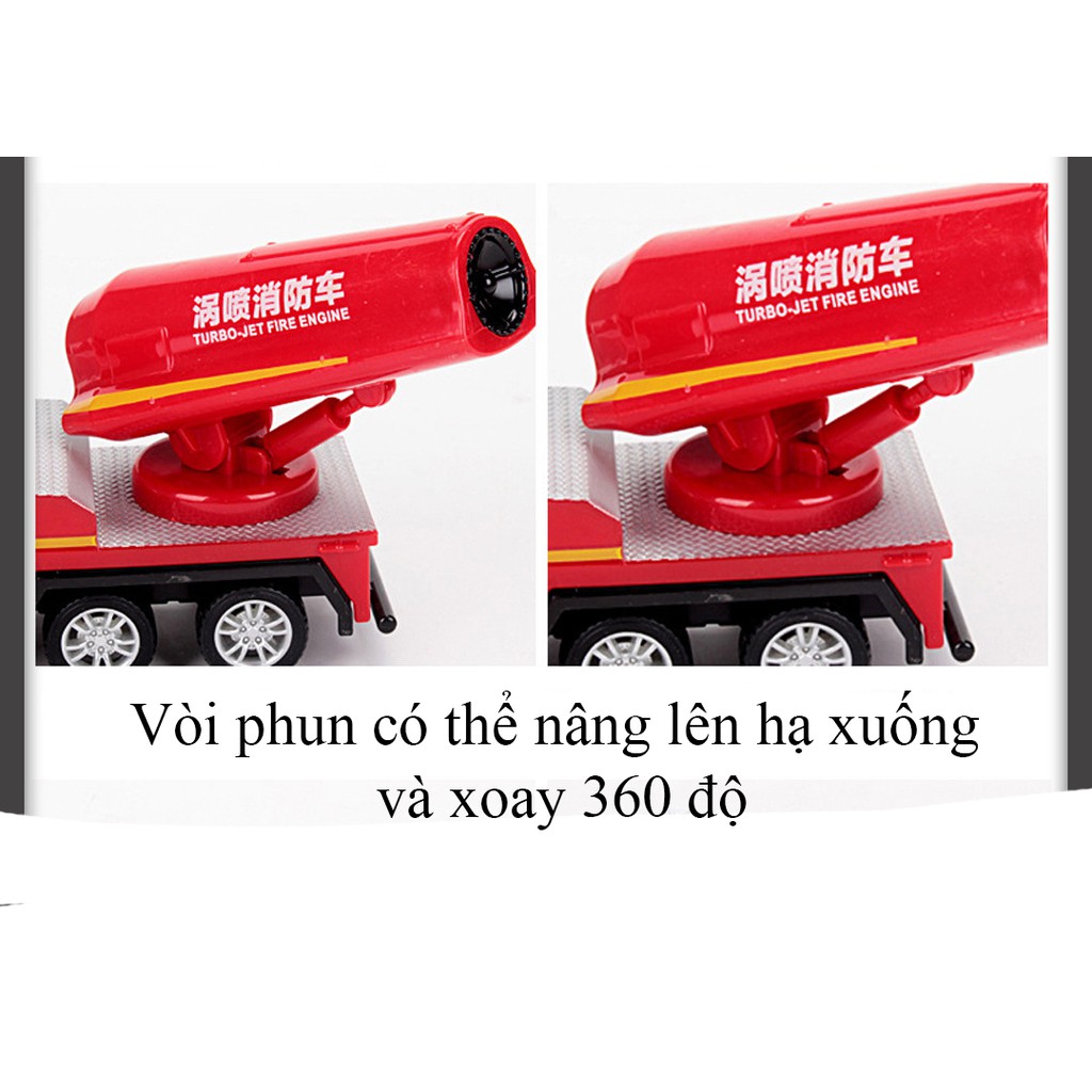 Đồ chơi xe cứu hỏa phun nước, mô tả chi tiết xe ngoài đợi thực, giúp bé nhận biết, tăng trí tưởng tượng