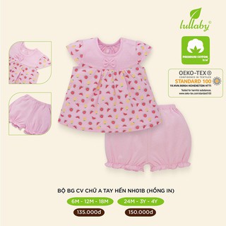 [Xả hàng] Bộ bé gái chữ A tay hến LULLABY chất liệu POINTELLE 100% PREMIUM COTTON